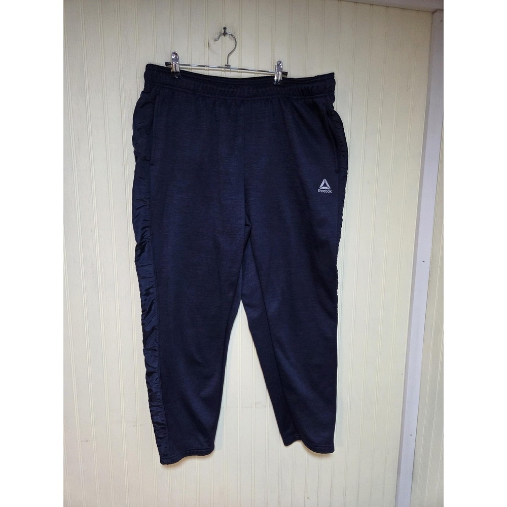 Reebok Pants Mens 2XL Blue Fleece Jogger Sweatpants Zip Pocket REN24APA03